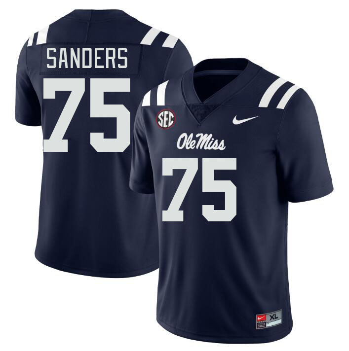 Men #75 Brycen Sanders Ole Miss Rebels College Football Jerseys Stitched Sale-Navy